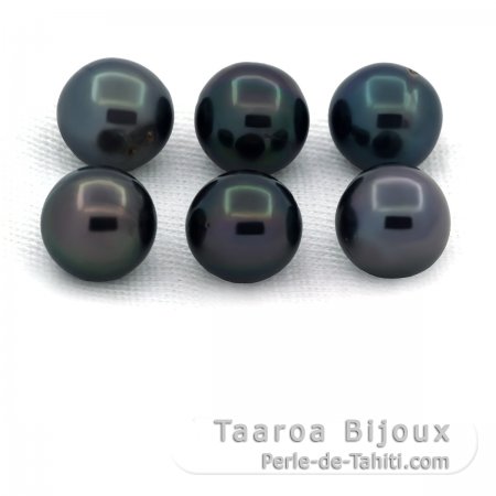 Lot de 6 Perles de Tahiti Semi-Rondes C/D de 8  8.2 mm