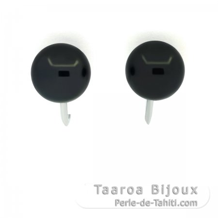 Boucles d\'oreilles en Argent et 2 Perles de Tahiti Rondes C 7.8 mm