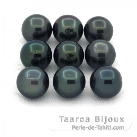 Lot de 9 Perles de Tahiti Rondes D de 8  8.3 mm