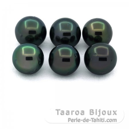 Lot de 6 Perles de Tahiti Rondes D de 9  9.3 mm