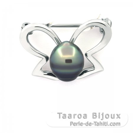 Broche en Argent et 1 Perle de Tahiti Cercle C 8.9 mm