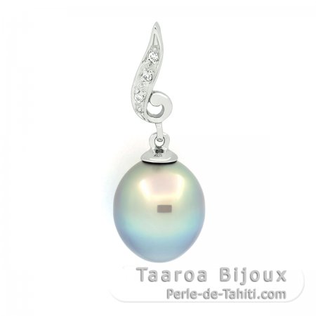 Pendentif en Argent et 1 Perle de Tahiti Semi-Baroque B 9.4 mm