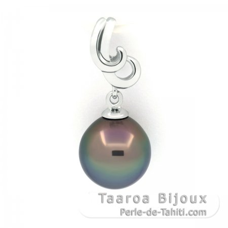 Pendentif en Argent et 1 Perle de Tahiti Semi-Baroque C 9.4 mm