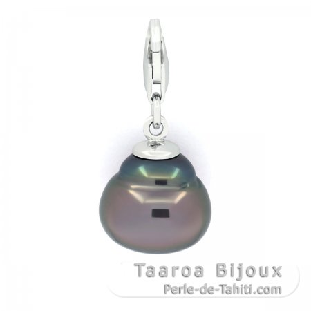 Pendentif en Argent et 1 Perle de Tahiti Cercle B/C 12 mm