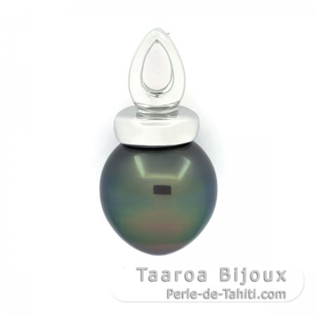 Pendentif en Argent et 1 Perle de Tahiti Semi-Baroque B 11.1 mm