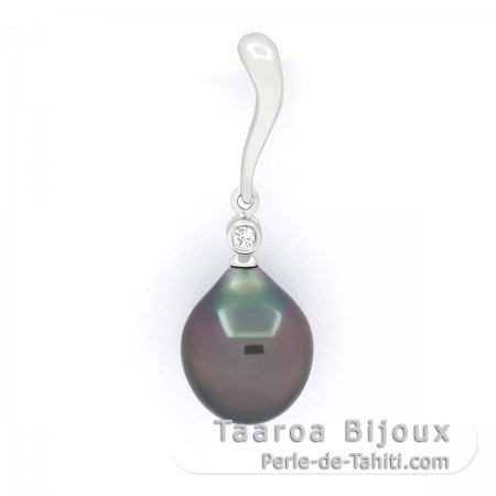 Pendentif en Argent et 1 Perle de Tahiti Semi-Baroque B 10.1 mm