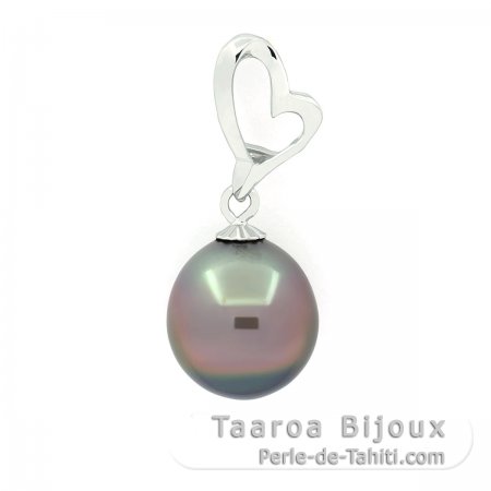 Pendentif en Argent et 1 Perle de Tahiti Semi-Baroque C 10.5 mm