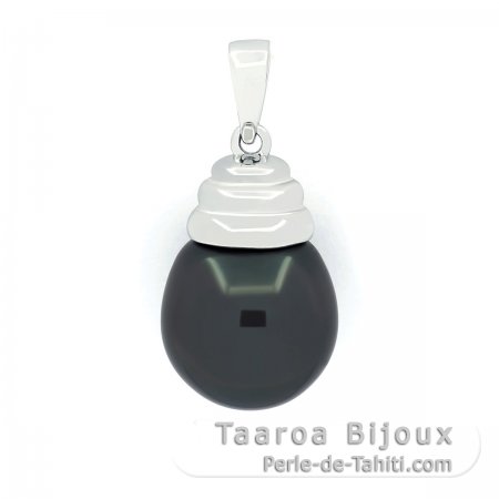 Pendentif en Argent et 1 Perle de Tahiti Semi-Baroque B 12.1 mm
