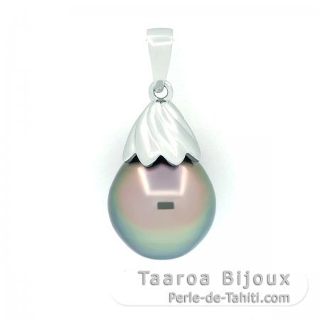 Pendentif en Argent et 1 Perle de Tahiti Semi-Baroque B 11.9 mm