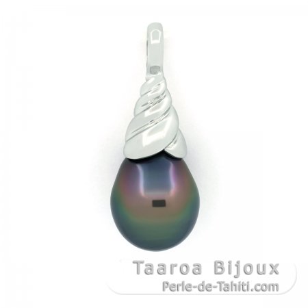 Pendentif en Argent et 1 Perle de Tahiti Semi-Baroque B 9.4 mm