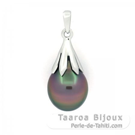 Pendentif en Argent et 1 Perle de Tahiti Semi-Baroque B/C 9.1 mm