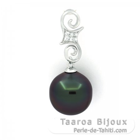 Pendentif en Argent et 1 Perle de Tahiti Semi-Baroque B 11.3 mm