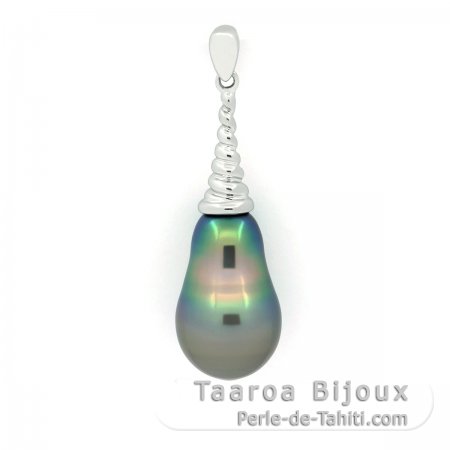 Pendentif en Argent et 1 Perle de Tahiti Semi-Baroque C 10.3 mm