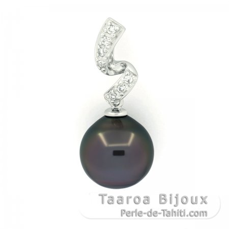Pendentif en Argent et 1 Perle de Tahiti Semi-Baroque C 10.9 mm