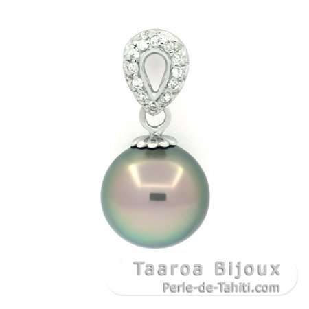 Pendentif en Argent et 1 Perle de Tahiti Semi-Ronde C 10.2 mm