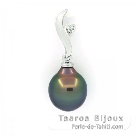 Pendentif en Argent et 1 Perle de Tahiti Semi-Baroque B 9.2 mm
