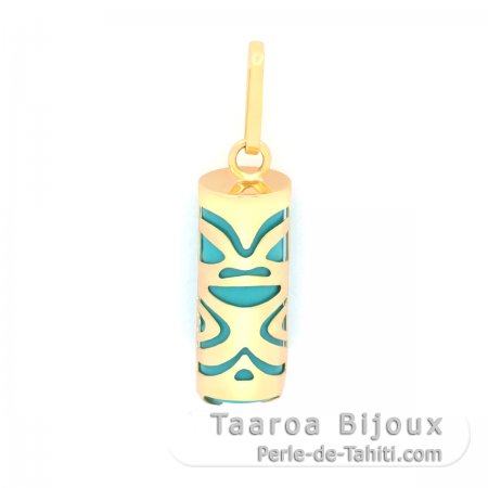 Pendentif en Or 18K et Turquoise - 12 mm - Chance