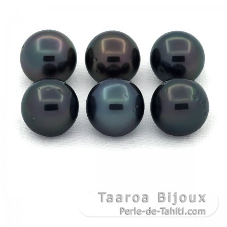 Lot de 6 Perles de Tahiti Rondes D de 8.5  8.8 mm