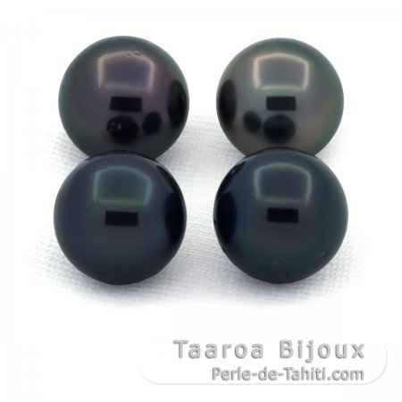 Lot de 4 Perles de Tahiti Rondes C/D de 10  10.3 mm