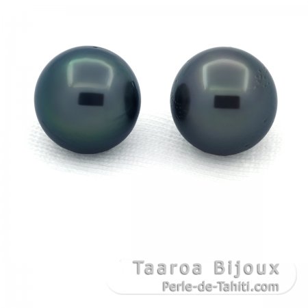 Lot de 2 Perles de Tahiti Semi-Rondes D de 10.2 mm