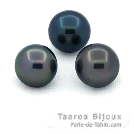 Lot de 3 Perles de Tahiti Rondes D de 10  10.3 mm