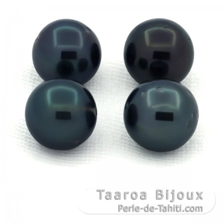 Lot de 4 Perles de Tahiti Rondes et Semi-Rondes C/D de 8  8.2 mm