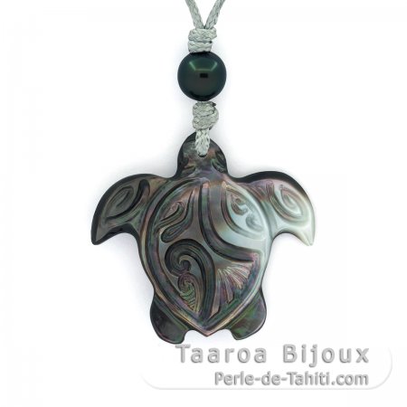 Pendentif en nacre et 1 Perle de Tahiti Semi-Ronde C 8.7 mm