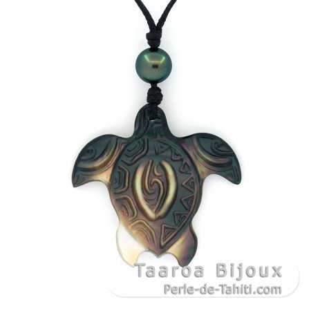 Pendentif en nacre et 1 Perle de Tahiti Ronde C 8.6 mm