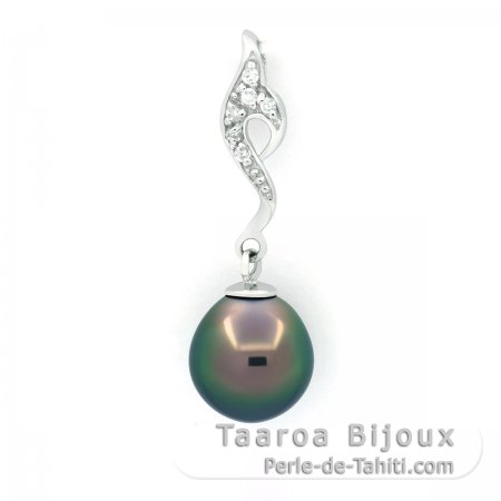 Pendentif en Argent et 1 Perle de Tahiti Semi-Baroque B 9.5 mm