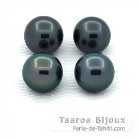 Lot de 4 Perles de Tahiti Rondes D de 8  8.4 mm