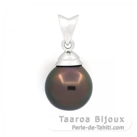 Pendentif en Argent et 1 Perle de Tahiti Semi-Baroque B 9.6 mm