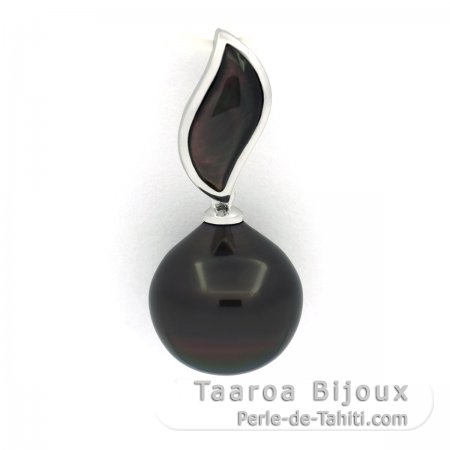 Pendentif en Argent et 1 Perle de Tahiti Semi-Baroque B/C 11.8 mm