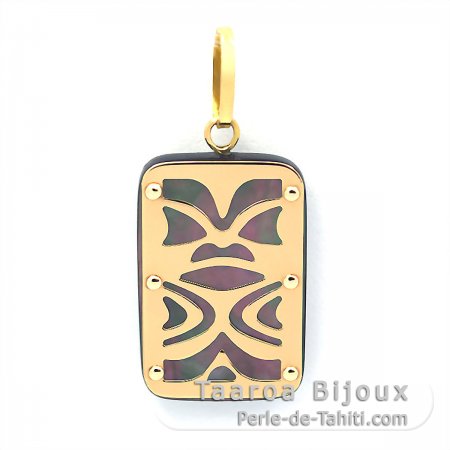 Pendentif en Or 18K et Nacre de Tahiti - Dimensions = 18 X 12 mm - Chance