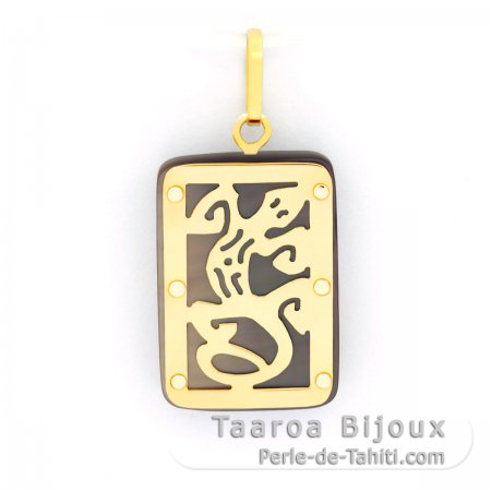 Pendentif en Or 18K et Nacre de Tahiti - Dimensions = 18 X 12 mm - Margouillat
