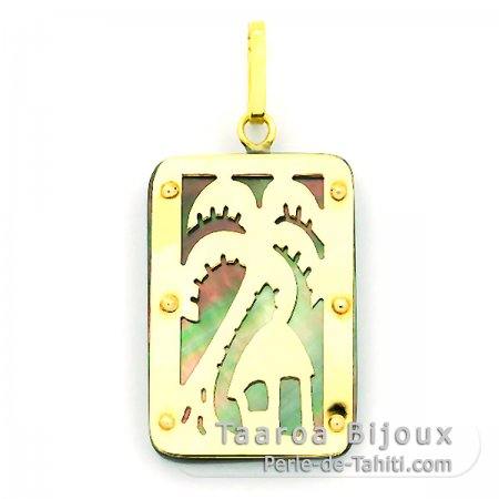 18K Gold Anhnger und TahitiPerlmutt - Dimensionen = 24 X 16 mm - Insel