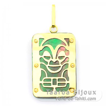 Pendentif en Or 18K et Nacre de Tahiti - Dimensions = 24 X 16 mm - Sant