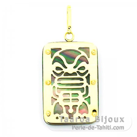 Pendentif en Or 18K et Nacre de Tahiti - Dimensions = 24 X 16 mm - Mana