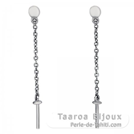 Boucles d\'oreilles pour perles de 6  11 mm - Argent .925 Rhodi