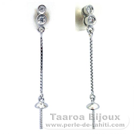 Boucles d\'oreilles pour perles de 8 à 9.5 mm - Argent .925 Rhodié