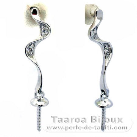 Boucles d\'oreilles pour perles de 8 à 10 mm - Argent .925 Rhodié