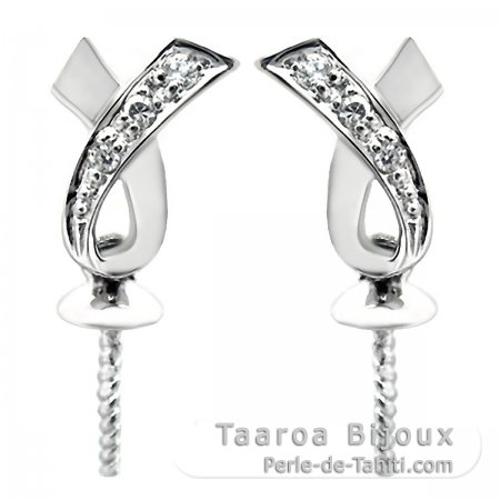 Boucles d\'oreilles pour perles de 8  12 mm - Argent .925 Rhodi