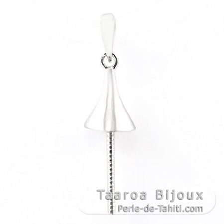 Pendentif en Argent Rhodi pour 1 Perle de 8  12 mm
