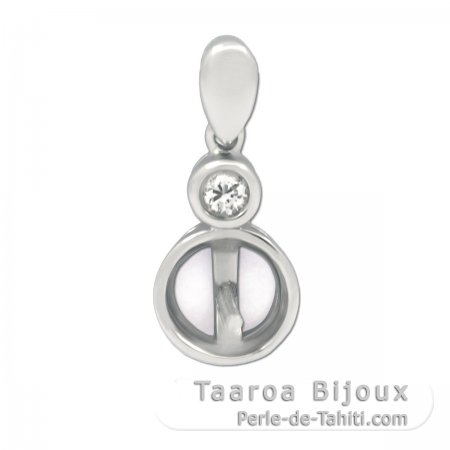 Pendentif en Argent Rhodi pour 1 Perle de 8  10 mm