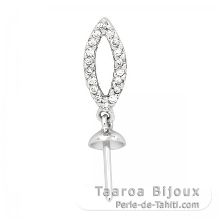 Pendentif en Argent Rhodi pour 1 Perle de 8  14 mm
