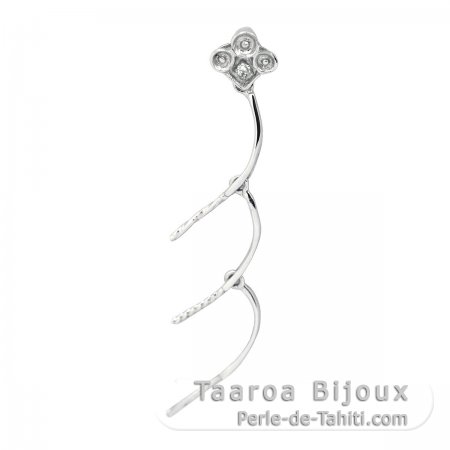 Pendentif en Argent Rhodi pour 3 Perles de 6  12 mm