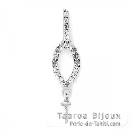 Rhodiniertem 925er Sterling Silber Anhnger fr 1 Perle von 8 bis 12 mm