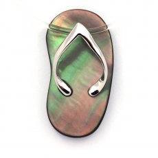 Pendentif Sandale en Nacre de Tahiti et Argent .925 Rhodi