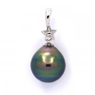 Pendentif en Argent et 1 Perle de Tahiti Cercle B+ 10.6 mm