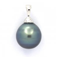 Pendentif en Argent et 1 Perle de Tahiti Cercle C 11.7 mm
