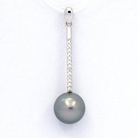Pendentif en Argent et 1 Perle de Tahiti Ronde C 10 mm